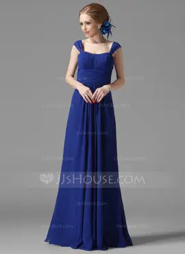 A-Line/Princess Scoop Neck Floor-Length Chiffon Bridesmaid Dress With Ruffle (007013956)