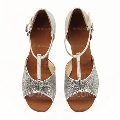 Sparkling Glitter Heels Latin Ballroom Dance Shoes With T-Strap (053011481)