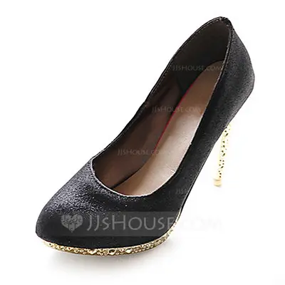 Leatherette Stiletto Heel Closed Toe Platform Pumps With Sparkling Glitter (085013620)