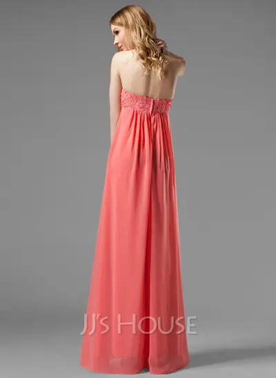 Empire Strapless Floor-Length Chiffon Holiday Dress With Ruffle Lace Beading (020003264)