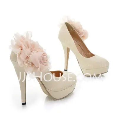 Leatherette Stiletto Heel Closed Toe Platform Pumps Wedding Shoes (047011901)