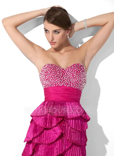Mermaid Sweetheart Floor-Length Taffeta Prom Dress With Beading Sequins (018005254)