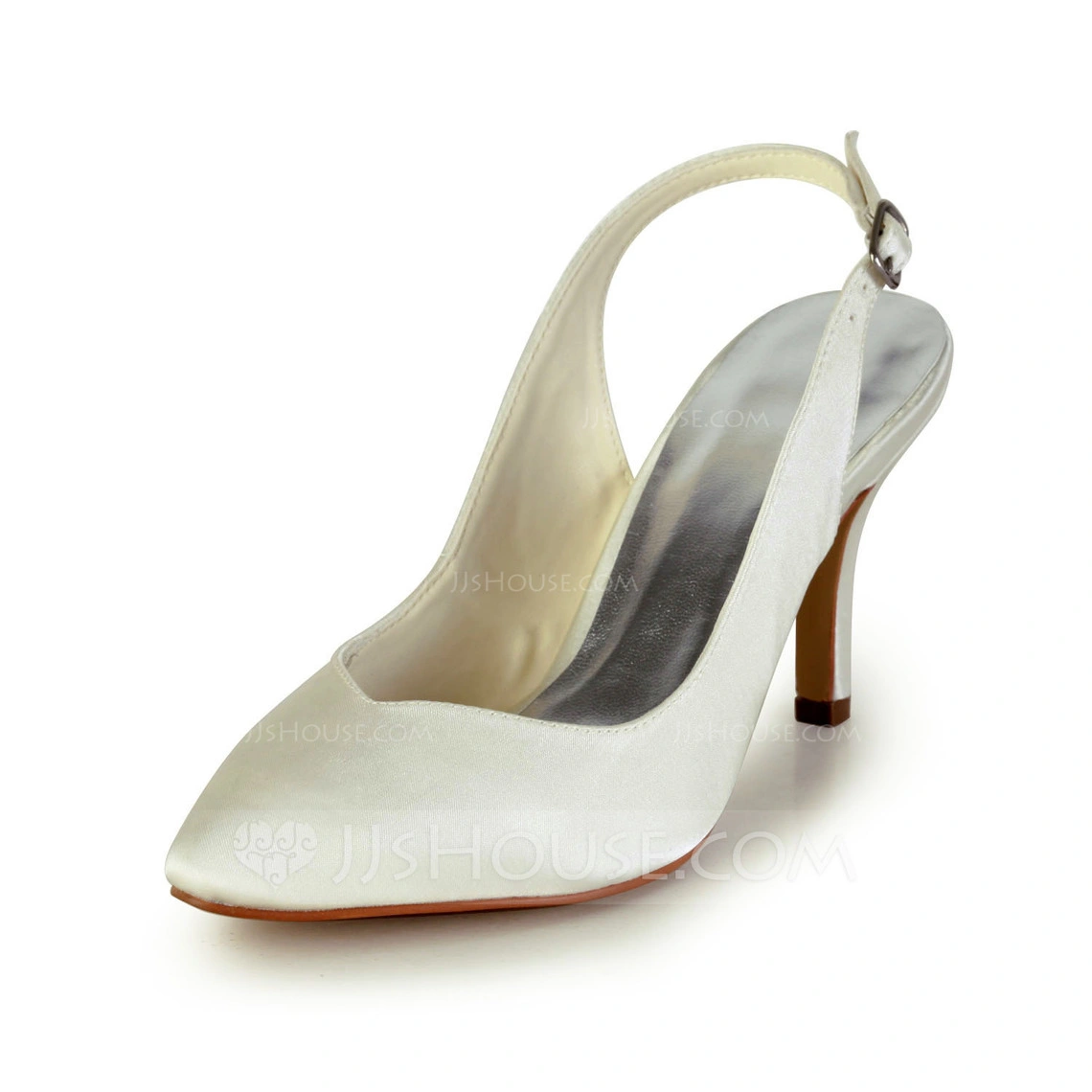 Women's Satin Stiletto Heel Closed Toe Pumps Slingbacks With Buckle
