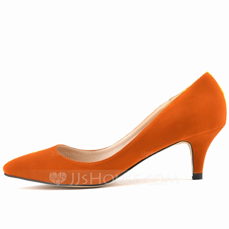 Women's Suede Kitten Heel Pumps Closed Toe shoes (085059022) JJsHouse