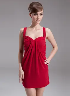 Sheath Sweetheart Short/Mini Chiffon Cocktail Dress With Ruffle (008016267)