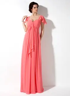 Empire Sweetheart Floor-Length Chiffon Bridesmaid Dress With Ruffle (007000828)