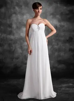 Mermaid Sweetheart Sweep Train Chiffon Maternity Bridesmaid Dress With Ruffle Lace Beading Sequins (045022472)