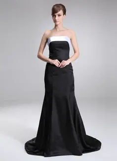 Mermaid Strapless Sweep Train Satin Mother of the Bride Dress With Sash (008025994)