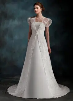 A-Line/Princess Strapless Court Train Satin Wedding Dress (002001254)