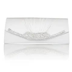 Gorgeous Satin With Austrian Rhinestone Evening Handbags/ Clutches More Colors Available (White) (012011034)