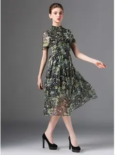 Silk With Midi Dress (199083217) - JJsHouse