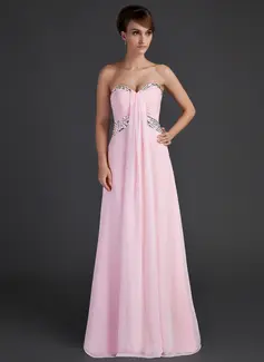 Empire Sweetheart Floor-Length Chiffon Prom Dress With Ruffle Beading (018015668)