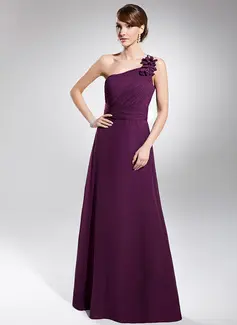 A-Line/Princess One-Shoulder Floor-Length Chiffon Evening Dress With Ruffle (017014740)