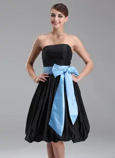 Empire Strapless Knee-Length Taffeta Bridesmaid Dress With Sash (007001125)