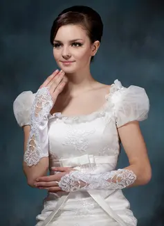 Elastic Satin Lace Elbow Gloves (014020519)