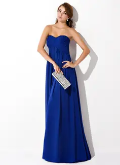 Empire Sweetheart Sweep Train Chiffon Evening Dress With Ruffle (017021098)