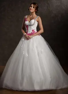 Palloncino A cuore Coda a strascico cappella Raso Tulle Abiti per matrimonio con Increspature Pizzo Fusciacche Applique (002011413)
