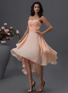 A-Line/Princess Sweetheart Asymmetrical Chiffon Bridesmaid Dress With Ruffle (007022746)