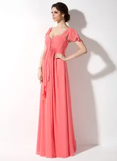 Empire Sweetheart Floor-Length Chiffon Maternity Bridesmaid Dress With Ruffle (045022461)