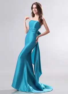 Mermaid Strapless Sweep Train Taffeta Evening Dress (017014276)