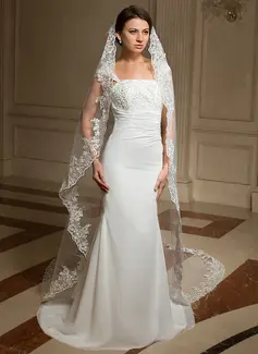Chapel Veils Tulle One-tier Lace Applique Edge Wedding Veils With Classic (006024462)