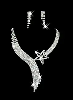 Gorgeous Clear Crystal With Alloy Wedding Bridal Necklace and Earrings Jewelry Set (011006979)