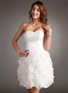 Sheath Sweetheart Short/Mini Organza Homecoming Dress With Ruffle (022020995)