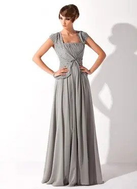 A-Line/Princess Square Neckline Floor-Length Chiffon Mother of the Bride Dress With Ruffle Beading (008005692)