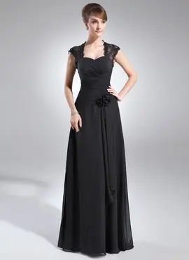 A-Line/Princess Sweetheart Floor-Length Chiffon Lace Mother of the Bride Dress With Ruffle Beading Flower(s) (008006153)