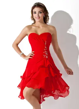 A-Line/Princess Sweetheart Asymmetrical Chiffon Homecoming Dress With Ruffle Beading Sequins (022009369)