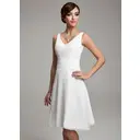 Ligne-A/Princesse Col V Mi-longues Mousseline de soie Robe de Demoiselle d'Honneur avec Ondulé Perles (007001083)