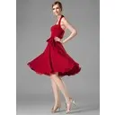 Glamorous A-Line/Princess Halter Knee-Length Chiffon Bridesmaid Dress with Ruffle (007001816)