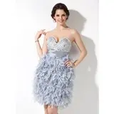 Sheath Sweetheart Knee-Length Feather Homecoming Dress With Ruffle Beading (022020937)