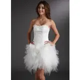 A-Line/Princess Sweetheart Short/Mini Satin Tulle Cocktail Dress With Lace Flower(s) (016008220)