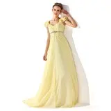 Empire V-neck Sweep Train Chiffon Prom Dress With Ruffle Beading (018021122)