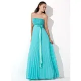 A-Line/Princess Strapless Floor-Length Chiffon Charmeuse Evening Dress With Ruffle Sequins (017013100)