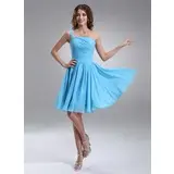 A-Line/Princess One-Shoulder Knee-Length Chiffon Homecoming Dress With Ruffle (022020773)