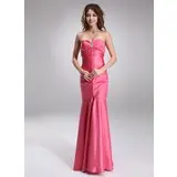 Mermaid Sweetheart Floor-Length Charmeuse Holiday Dress With Beading (020025840)