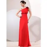 A-Line/Princess Floor-Length Chiffon Evening Dress With Flower(s) (017014046)
