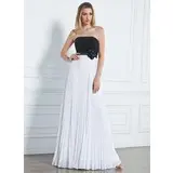 Empire Strapless Floor-Length Chiffon Prom Dress With Ruffle Beading Flower(s) (018020790)