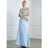 Sheath Sweetheart Floor-Length Satin Prom Dress With Ruffle Beading Sequins (018013096)
