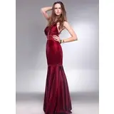 Mermaid Scoop Neck Floor-Length Charmeuse Evening Dress With Beading Sequins (017013061)