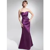 Sheath Scalloped Neck Floor-Length Satin Evening Dress With Ruffle Beading (017014677)