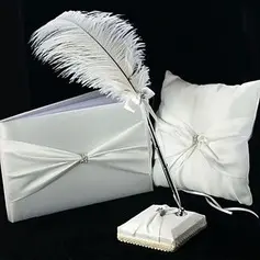 Classic Wedding Collection Set In White Satin (3 Pieces)(100017960)
