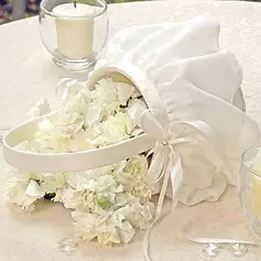 Elegant Flower Basket In Ivory Chiffon(102018047)