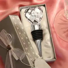 Chrome Bottle Stopper with Crystal Heart Design (052016783)