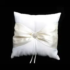 Ring Pillow In Ivory Satin With Rhinestones And Sash(103018255)