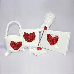 Wedding Collection Set in Satin With Rose Petals (4 Pieces)(100017957)