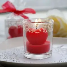 Heart Candle in Glass Vase(096017646)