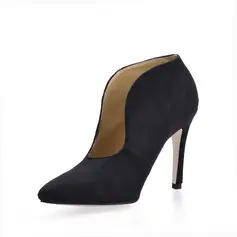 Suede Stiletto Heel Closed Toe Ankle Boots (088017133)